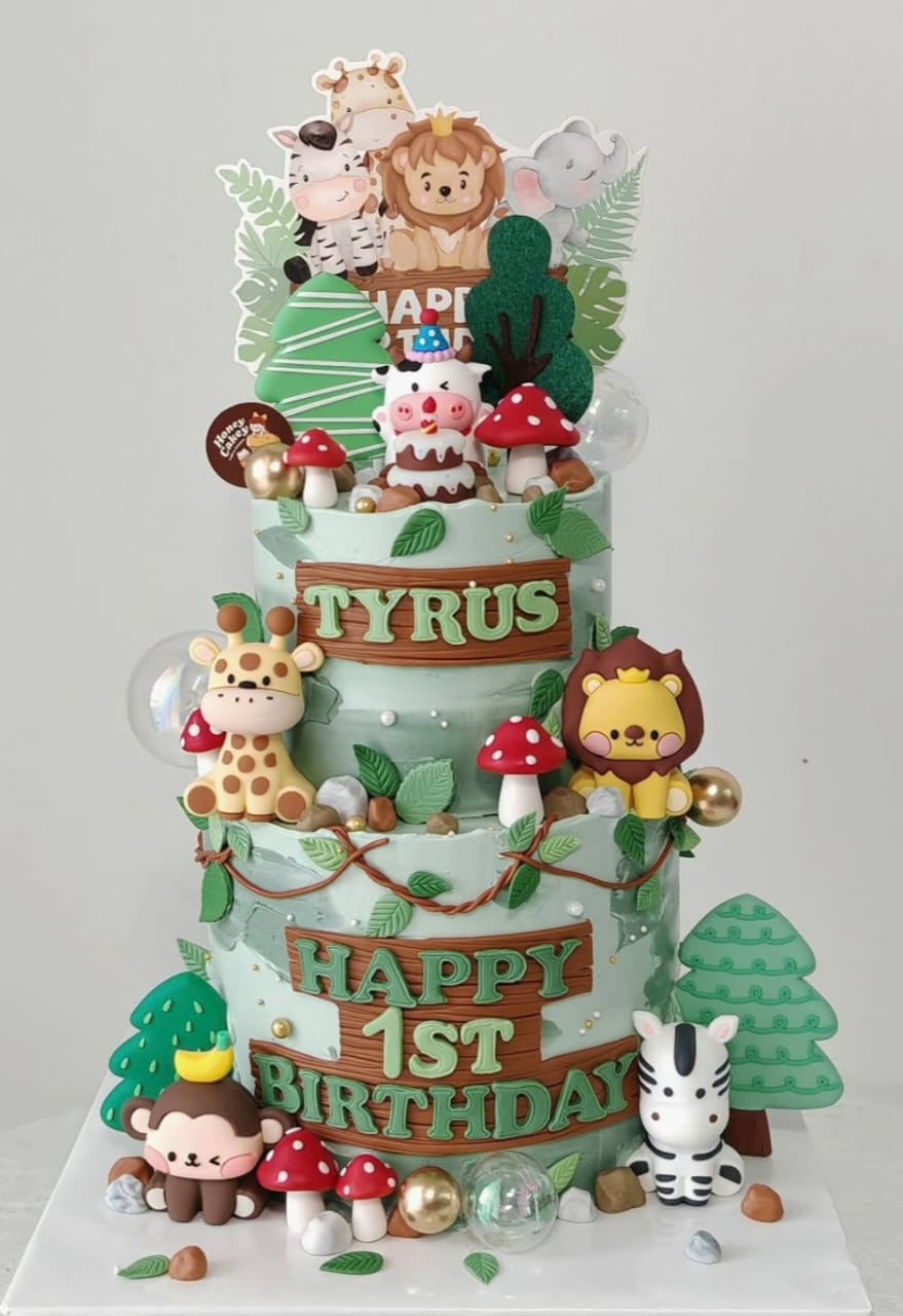 2 Tier Cake with Animal Theme - 2 Tier Cake by Honey Cakey, Bandar Mahkota Cheras