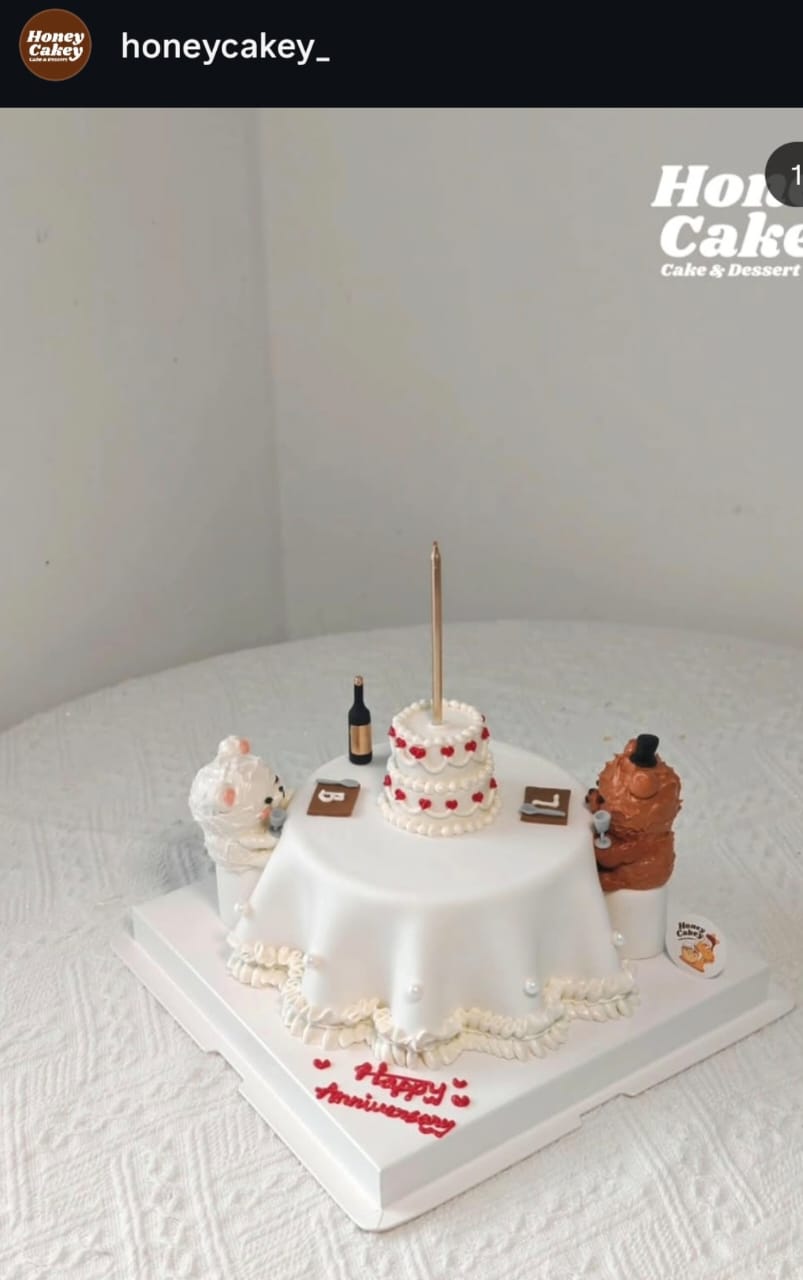Mini Cake Bear Couple - Butter Cream Character Cake by Honey Cakey, Bandar Mahkota Cheras